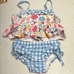 Floral and Gingham Two-Piece Swimsuit